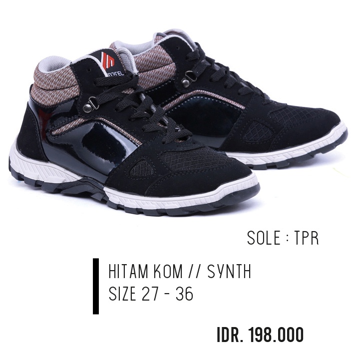 Sepatu Anak Laki Laki Warna Hitam MGG-224 Sneaker Boots Sekolah Touring Style