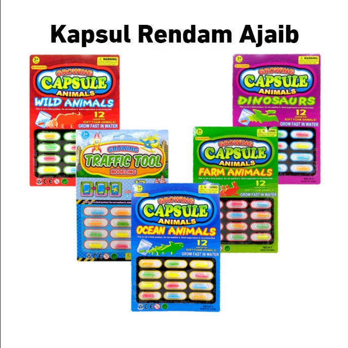 [OL] Capsule Creature Toys Mainan Anak Kapsul Rendam Ajaib Animals Zoo Sea Dino