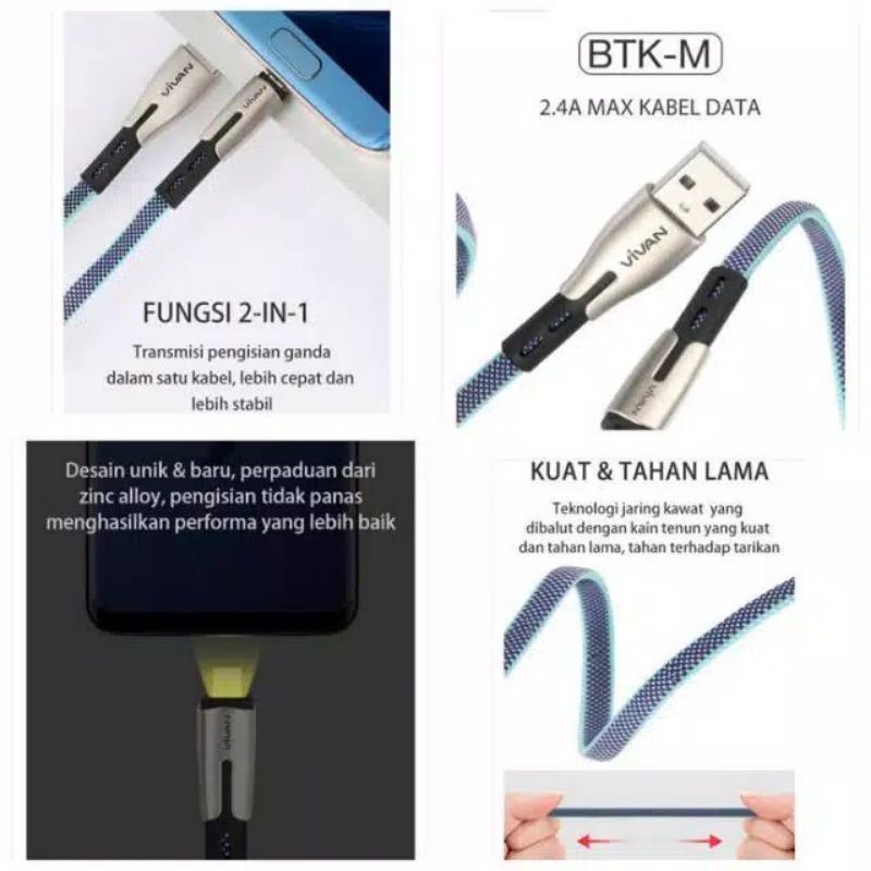 VIVAN BTK-M Micro USB Cable Data [2.4A/