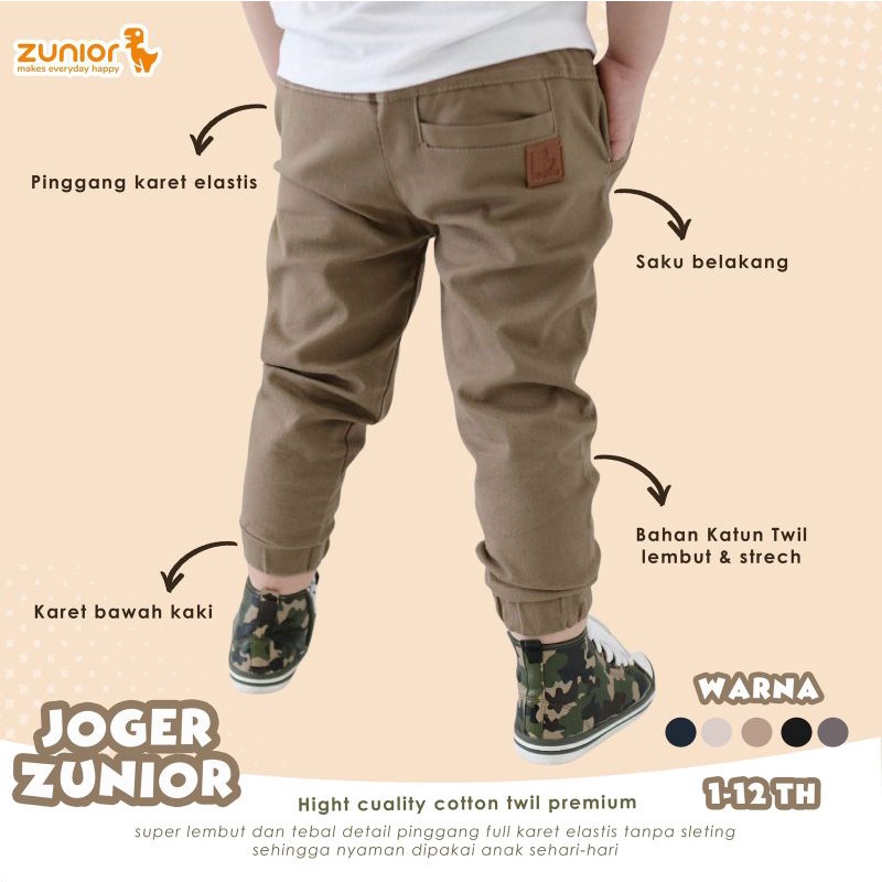 Celana Jogger Anak Zunior Premium 5 Varian Warna 1-12 Tahun