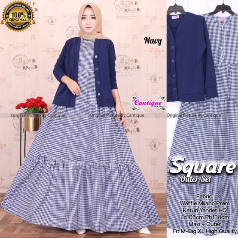 Setelan gamis dan outer rajut | gamis kotak outer rajut | setelan maxy rajut |setelan gamis rajutCOD