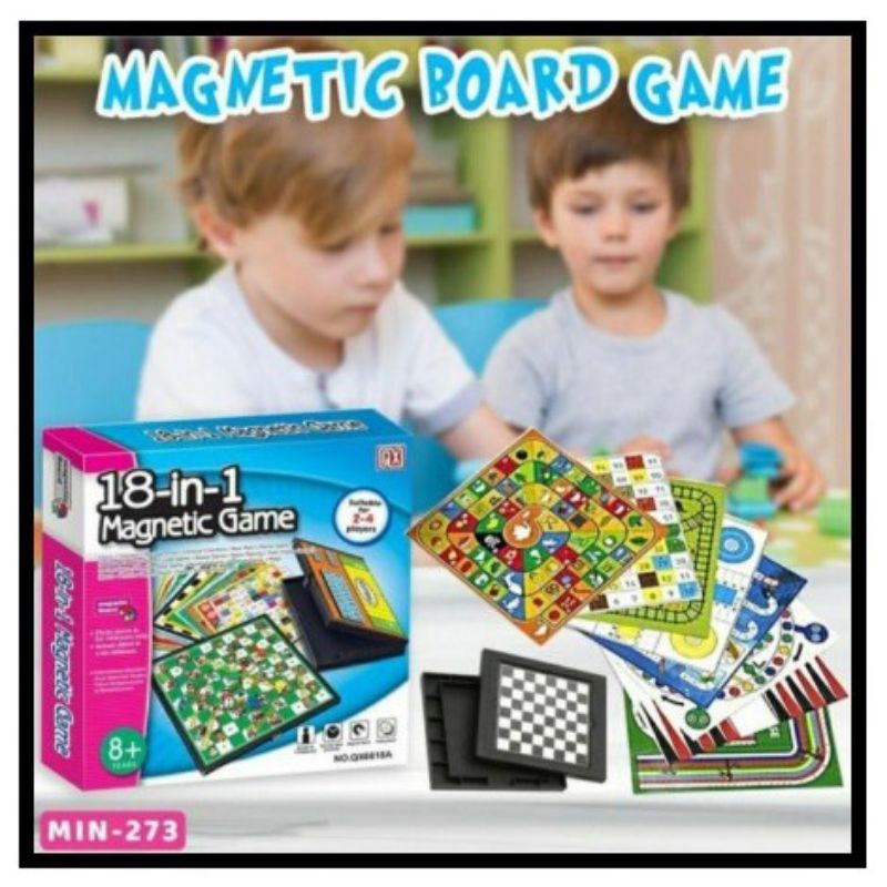 board game 18 in 1 magnetic papan magnet games catur ludo ular tangga 18in1