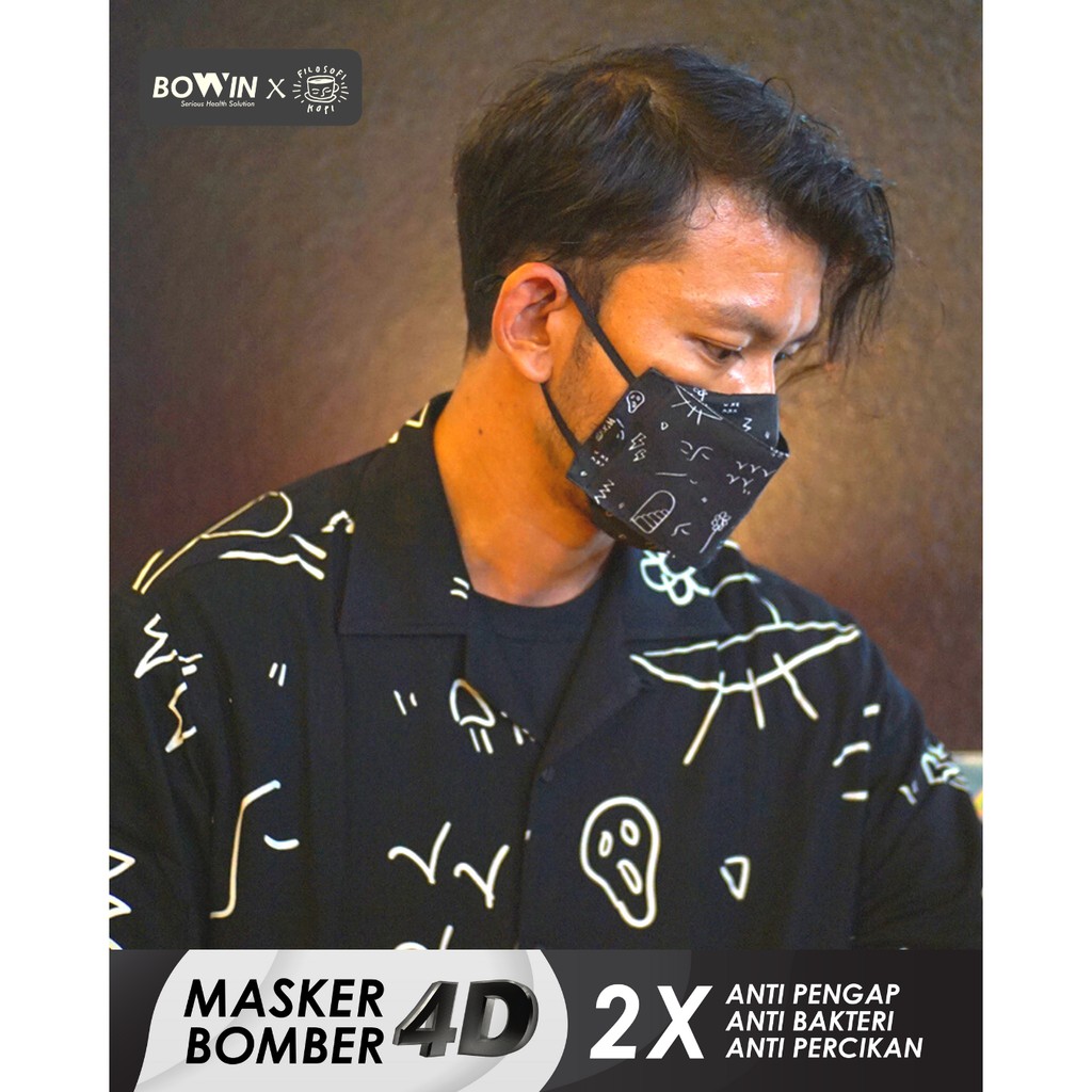 [Bowin X Rio Dewanto] Masker Bomber (Masker Kain 4ply / Masker Motor)