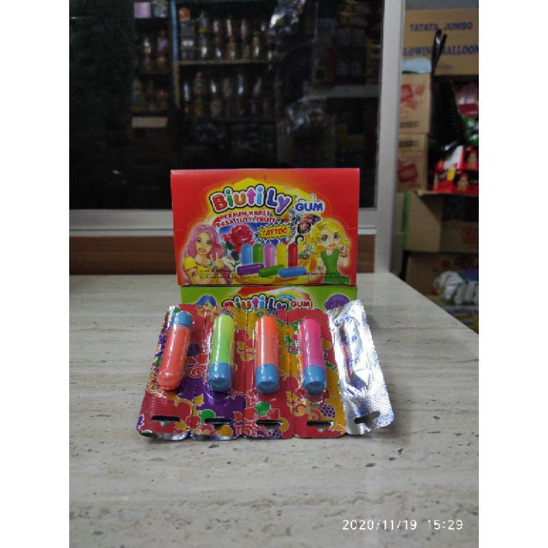 

permen lipstik biuti beauty lips permen karet tatto isi 24pcs