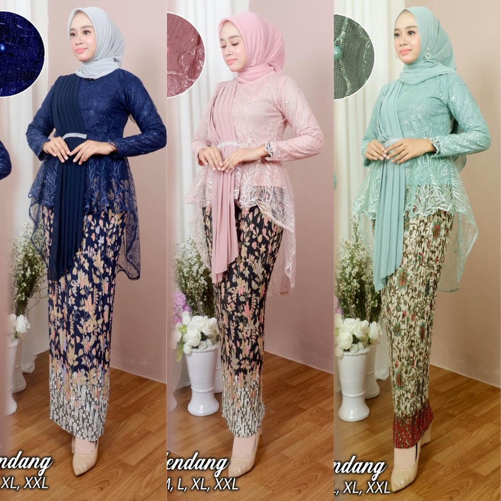 Setelan Kebaya Tulle Aurora / Ica Selendang Rosegold Dan Warna Lainnya