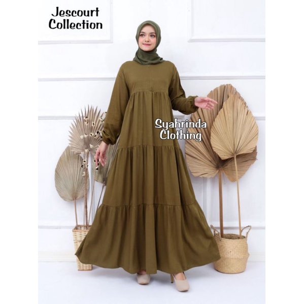 Gamis Susun Rayon Twill Premium Import Polos Muslim Wanita M L XL XXL