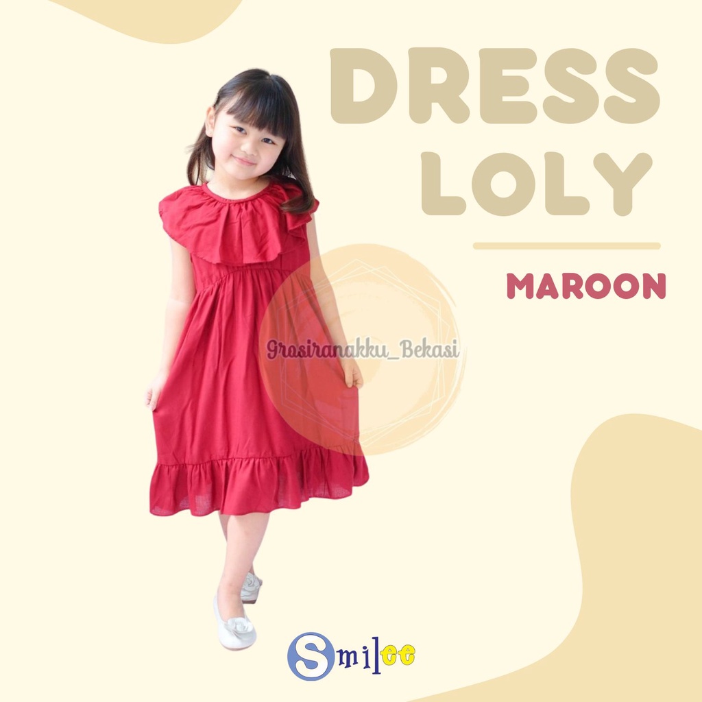 Dress Anak Smile Loly Warna Maroon 1-5Thn