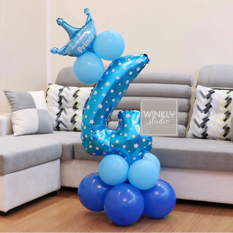 Balon Angka 100cm Warna Biru