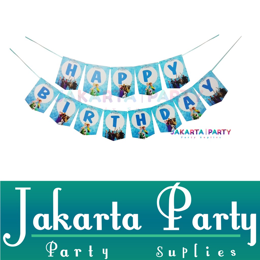 Banner HBD Frozen / Bunting Flag Frozen - Jakarta Party