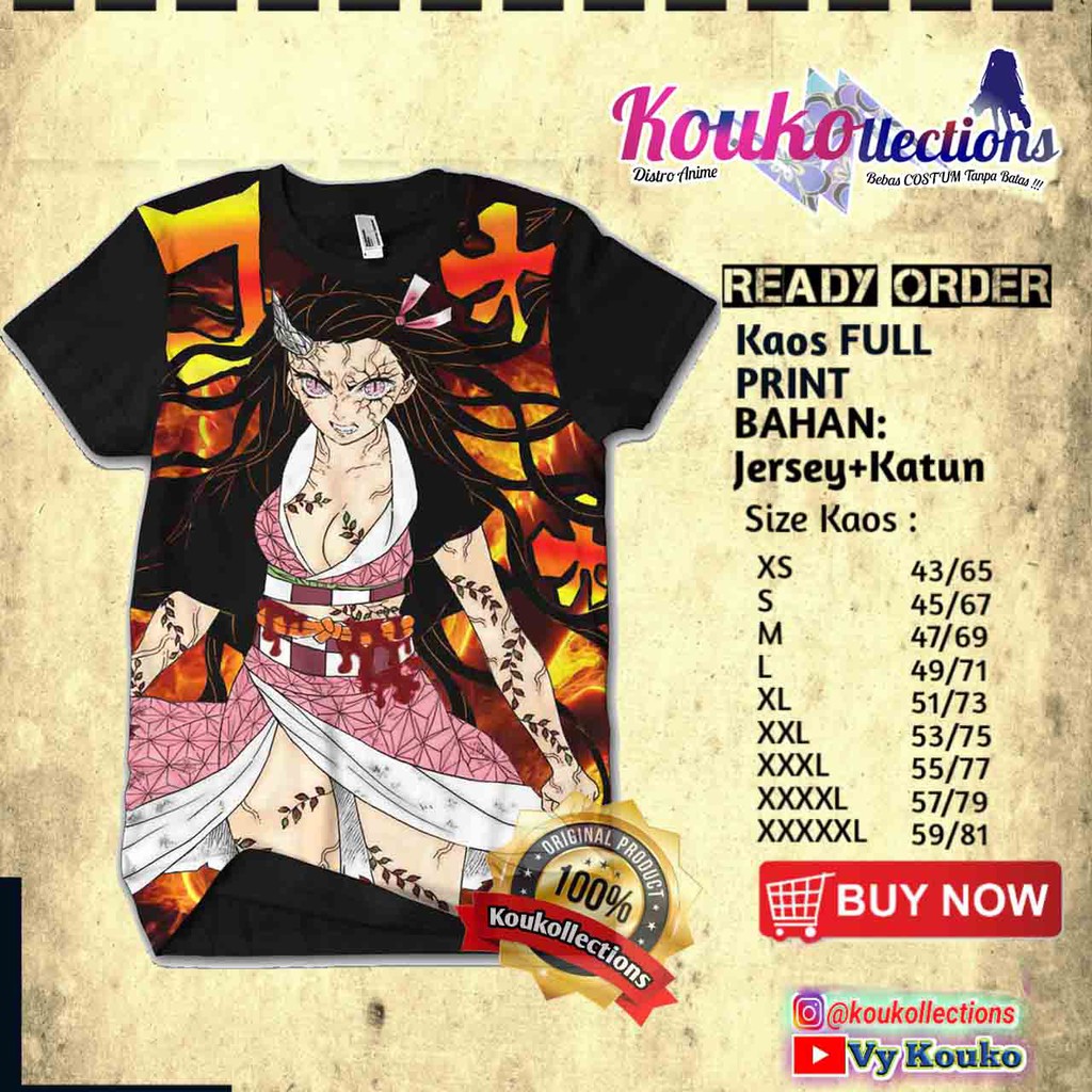 DISKON KAOS 3D NEZUKO KIMETSU NO YAIBA-pakaian pria dan wanita ,BAJU ANIME, anime stuff,poster anime