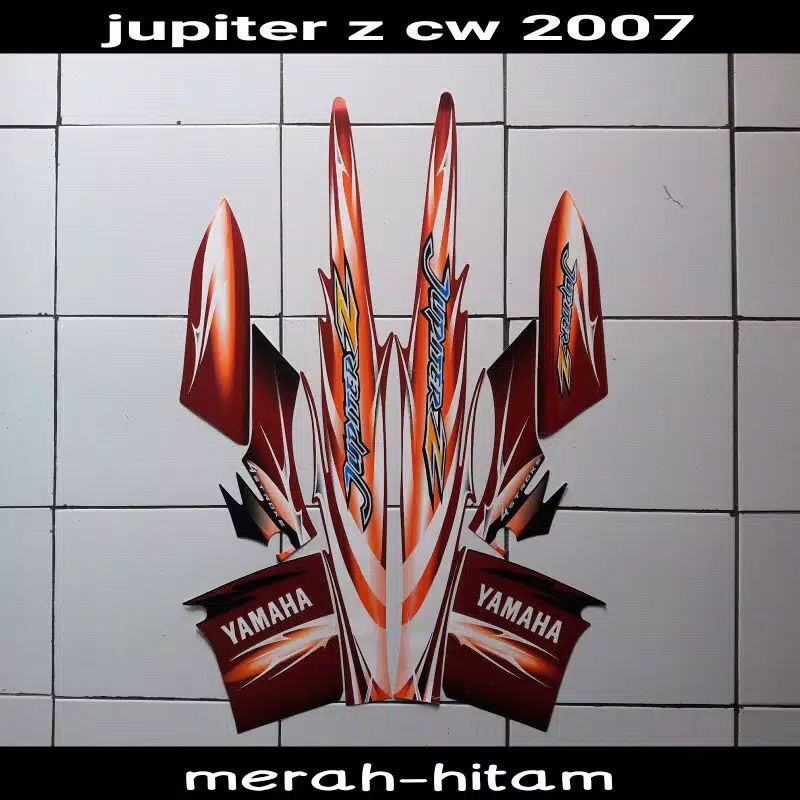 Striping sticker lis body yamaha jupiter z burhan thn 2007 merah hitam