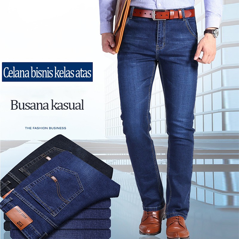 Premium Celana Jeans panjang pria straight/standar Hitam dan biru Celana kasual jeans kode 021