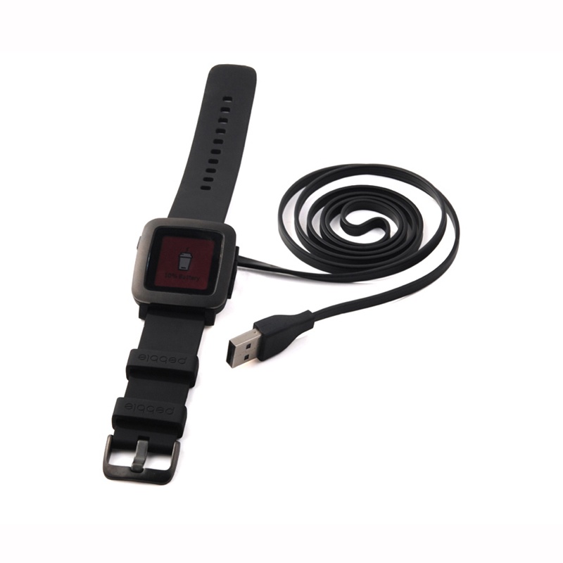 VIVI   Black USB Charger Charging Cable For Pebble Time Round/ Time Smart Watch/ Time