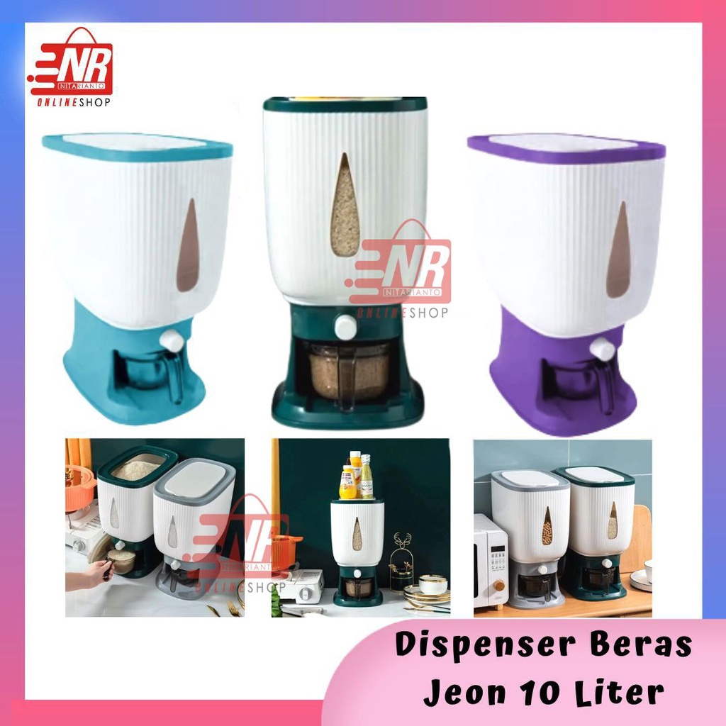 Dispenser Beras Jeon 10 L / Dispenser 10L / Tempat Wadah Beras Kacang-Kacangan