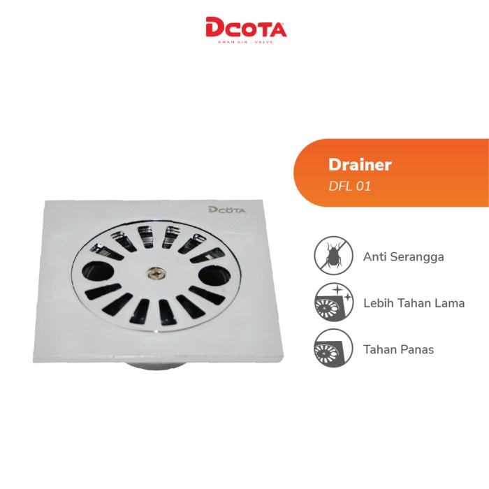 Dcota Kran Air Tembok DT 03 1/2&quot; + Saringan Air Lantai DFL 01