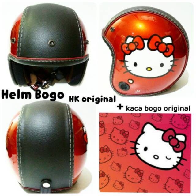 Helm bogo hk kulit karakter hello kitty black red terbaru dan termurah with kacabogo hk original sni