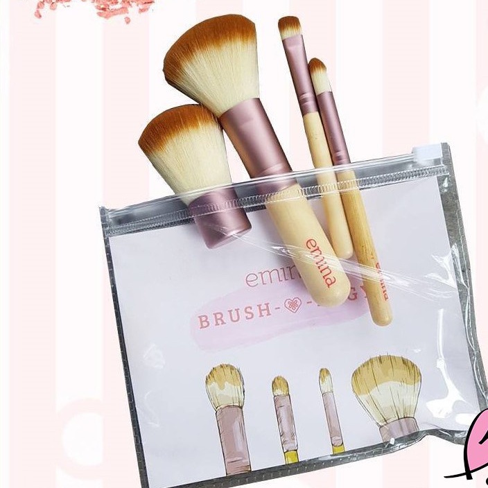 EMINA BRUSH LOGY SET MakeUp Brush Set |Kuas Make Up EMINA 4in1