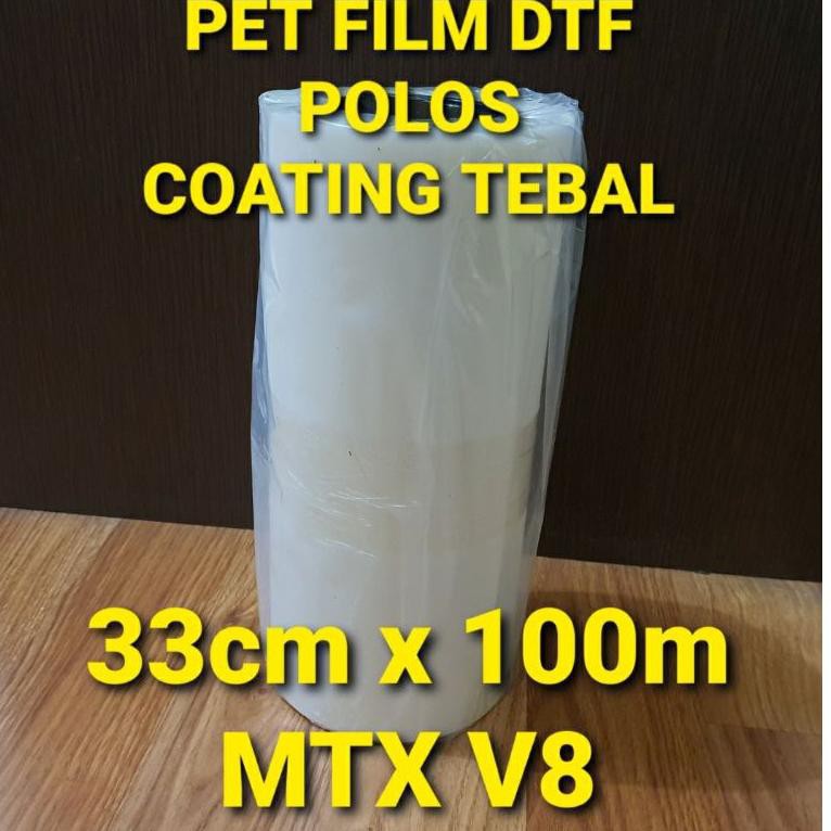 

PET FILM DTF POLOS 33cm x 100m Coating Tebal Warna Sablon Cerah Pekat (ART. 5)