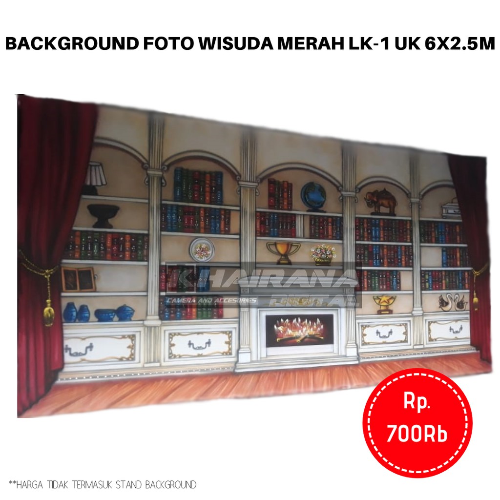 Background Backdrop Layar latar Foto Wisuda gorden merah rak Besar 3x6meter