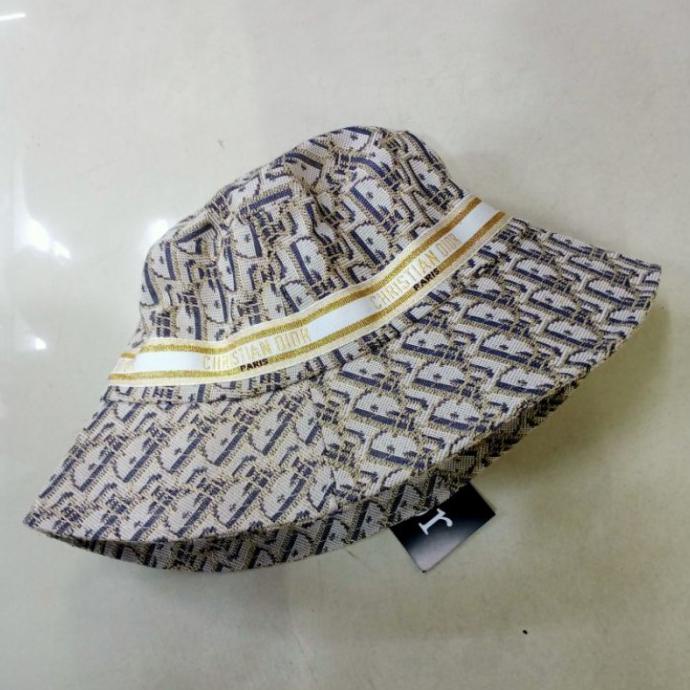 Topi bucket hat dior semi premium/bucket hat dior import - cream