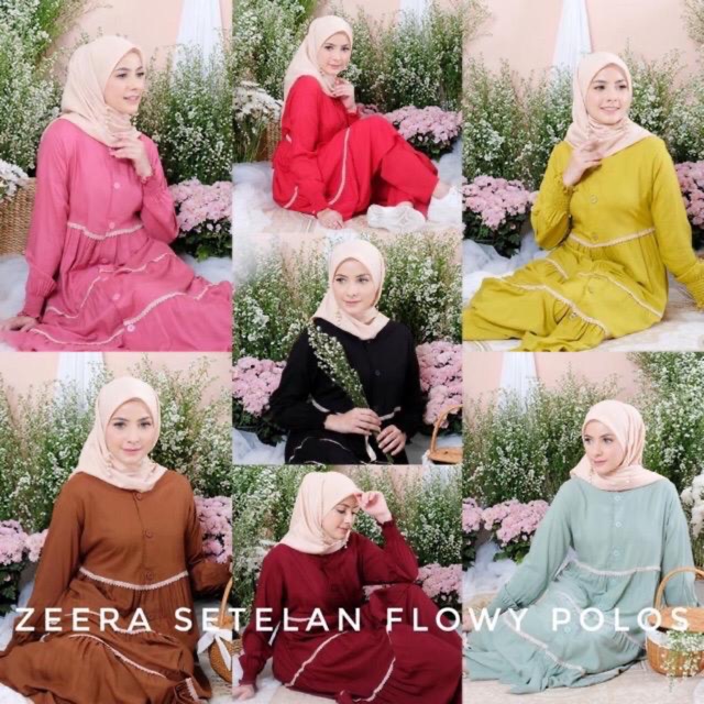 Daster arab setelan flowy polos by zeera ori