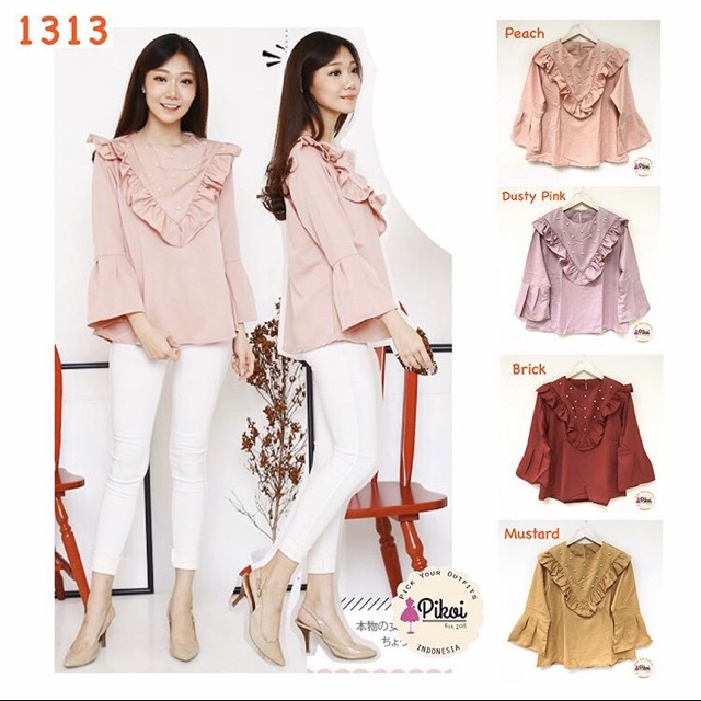 Blouse lengan panjang / blouse hijaber / blouse linen / blouse wanita murah / blouse muslimah / 1313