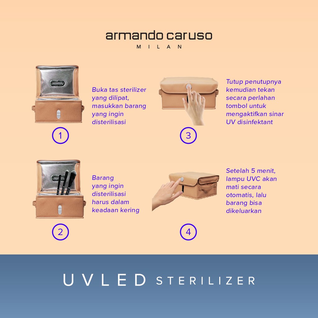 Armando Caruso Portable UVC Steriliser Box Tas UVC Compact Gampang Lipat Gampang Dibawa