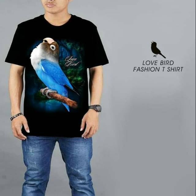 Kaos Distro Pria Lovebird Biru Ngekek