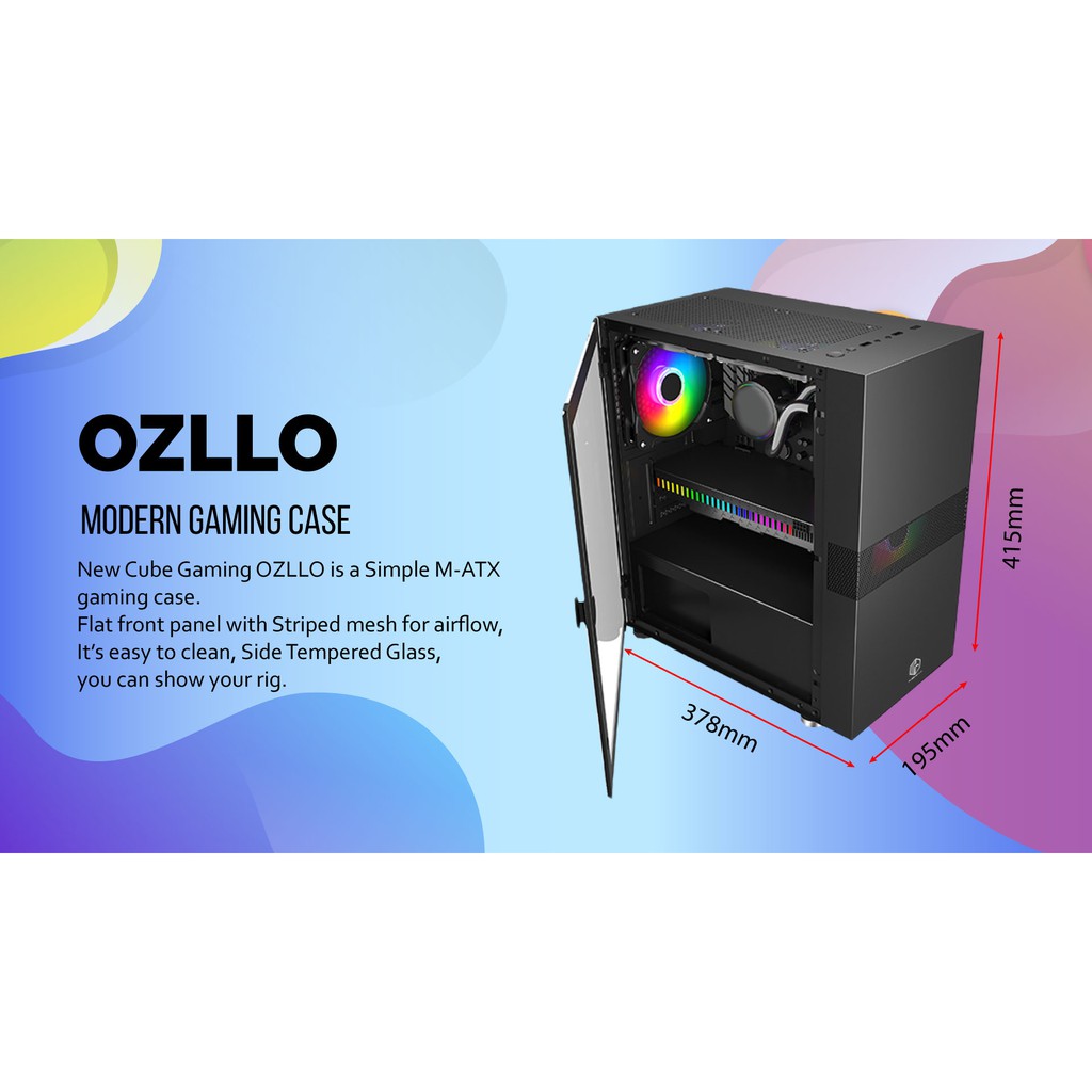 Cube Gaming OZLLO OZZLO White + 1 Fan RGB Casing PC