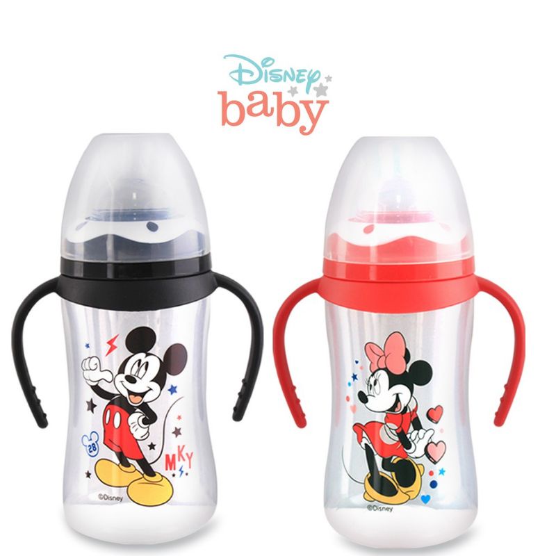 Lusty Bunny Wide Neck Bottle Mikey Minnie With Handle  Lusty Bunny Botol Susu Wide Neck Mikey Minnie