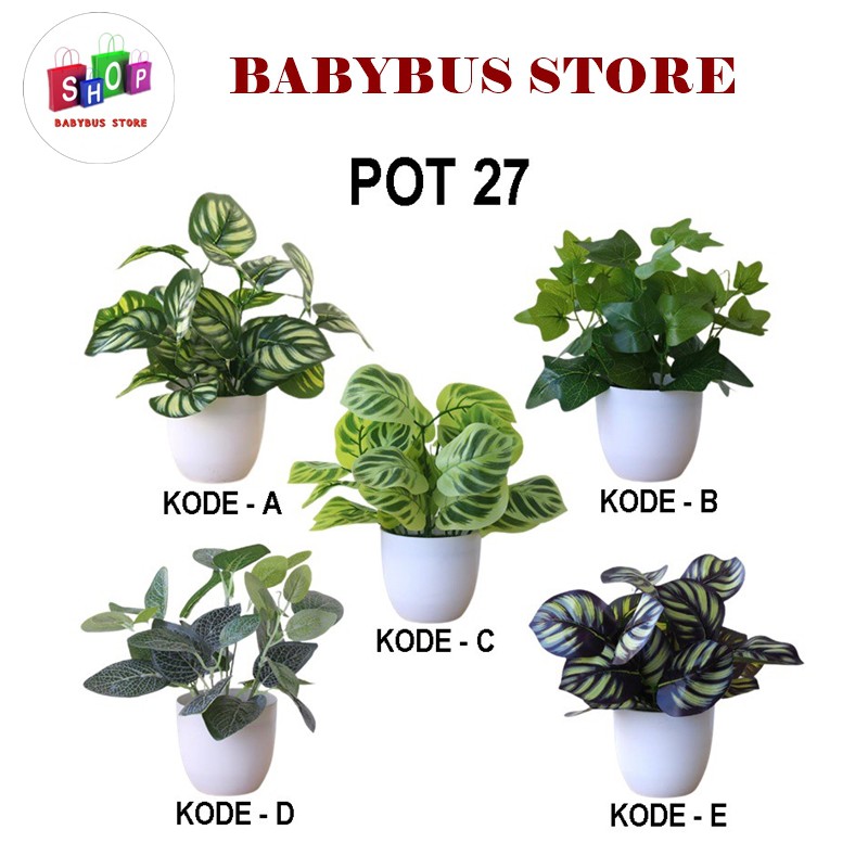 BBS POT27 TANAMAN HIAS INDOOR PLASTIK POT BUNGA ARTIFICIAL DAUN RAMBAT DEKORASI MONSTERA KERING