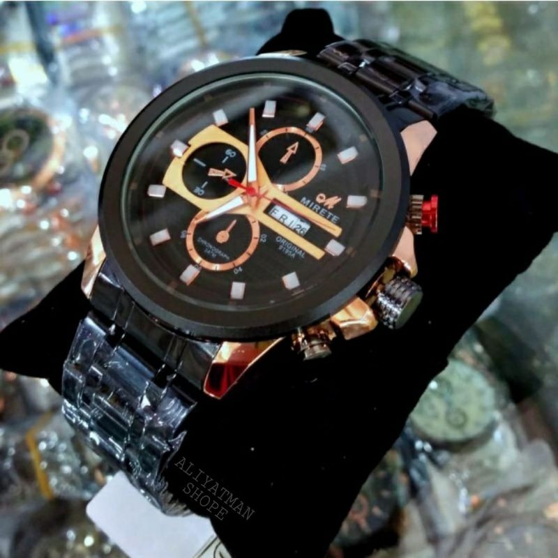 Jam Tangan Anti Air Promo!!! Jam tangan pria mirete terlaris Water resistant || free box Exclusive || jam tangan pria mirete original strap stainliss anti karat || tanggal hari aktif model fashion pria/cowok bayar di tempat