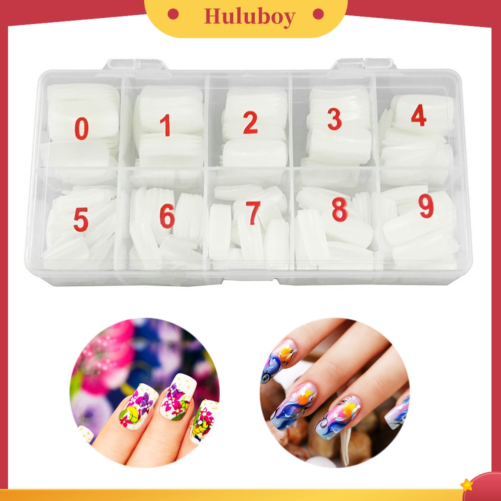 Huluboy Huluboy♡ 500pcs / Set Kuku Palsu Full Cover Bahan Akrilik Untuk Manicure DIY