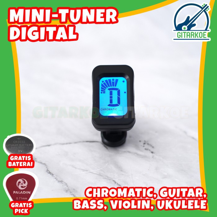 Tuner Gitar Digital Alat Stem Gitar Mini Clip Guitar Tuner Best Seller