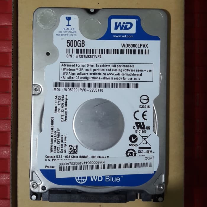 HARDISK Laptop WD 500GB SLIM