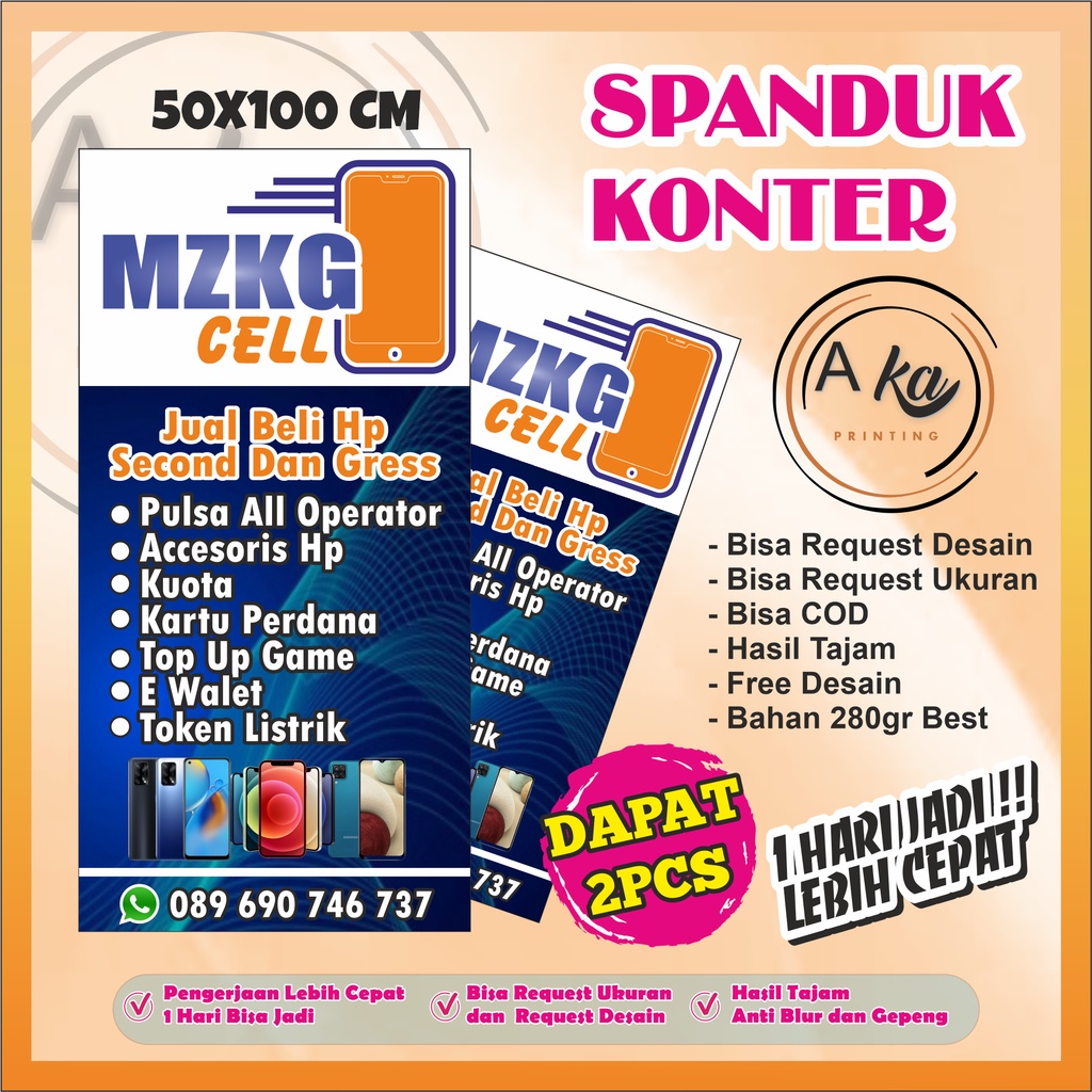 SPANDUK DAN BANNER JUAL PULSA BISA REQUEST
