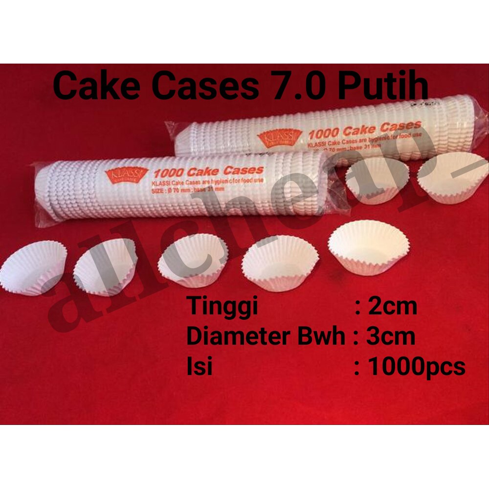 1000pcs CUP CAKE CASES CETAKAN KUE KERING POLOS PAPER KLASSI 7.0 PUTIH