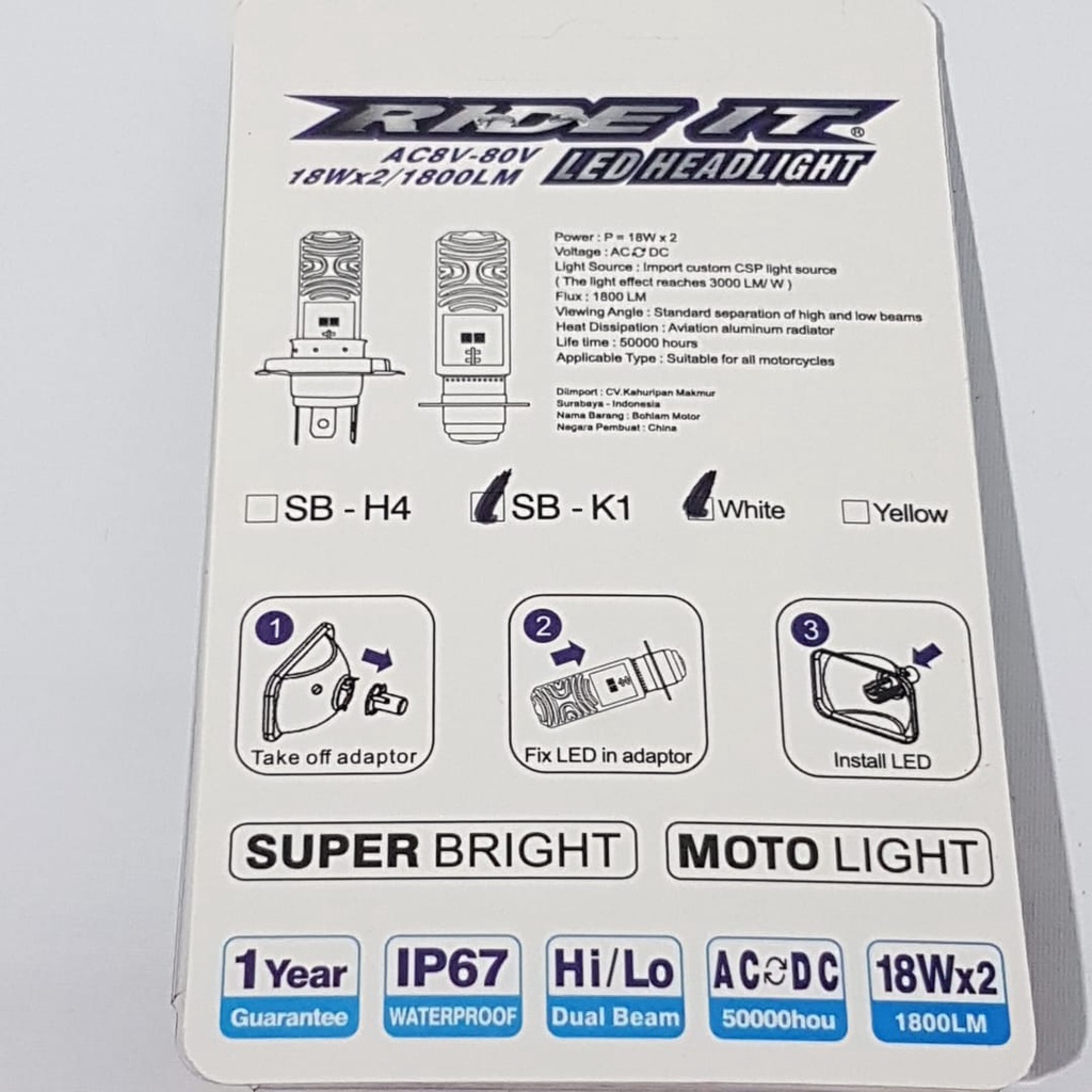 Bohlam Led Beat Vario Mio Grand Super Bright Ride It Lampu Dop Led H6 2 Sisi Dop Lampu Motor Bebek-2