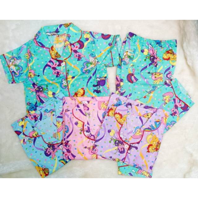 Piyama Kuda Poni Setelan Piyama Anak dan Anak Tanggung Kuda Poni Celana pj Lengan pd Katun Eropa