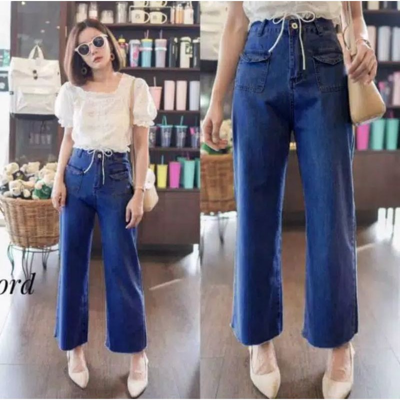 KULOT JEANS KANTONG DEPAN / NINA POCKET KULOT JEANS ( JEANS WASH)