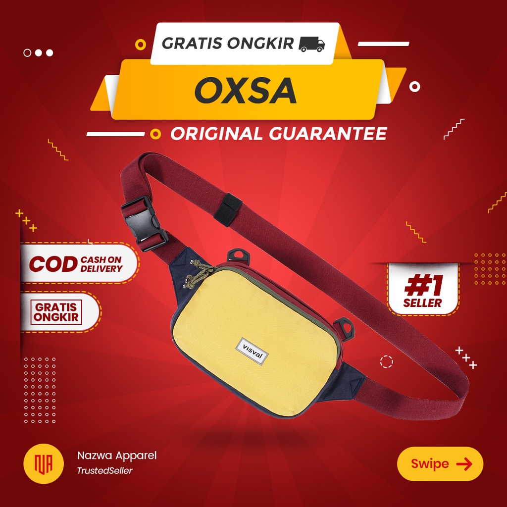 TAS SELEMPANG WAIST BAG VISVAL OXSA YELLOW MAROON NAVY