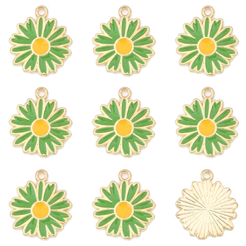 5pcs Liontin Bunga Daisy Enamel Ukuran 13 / 16mm Untuk Membuat Perhiasan Kalung Gelang