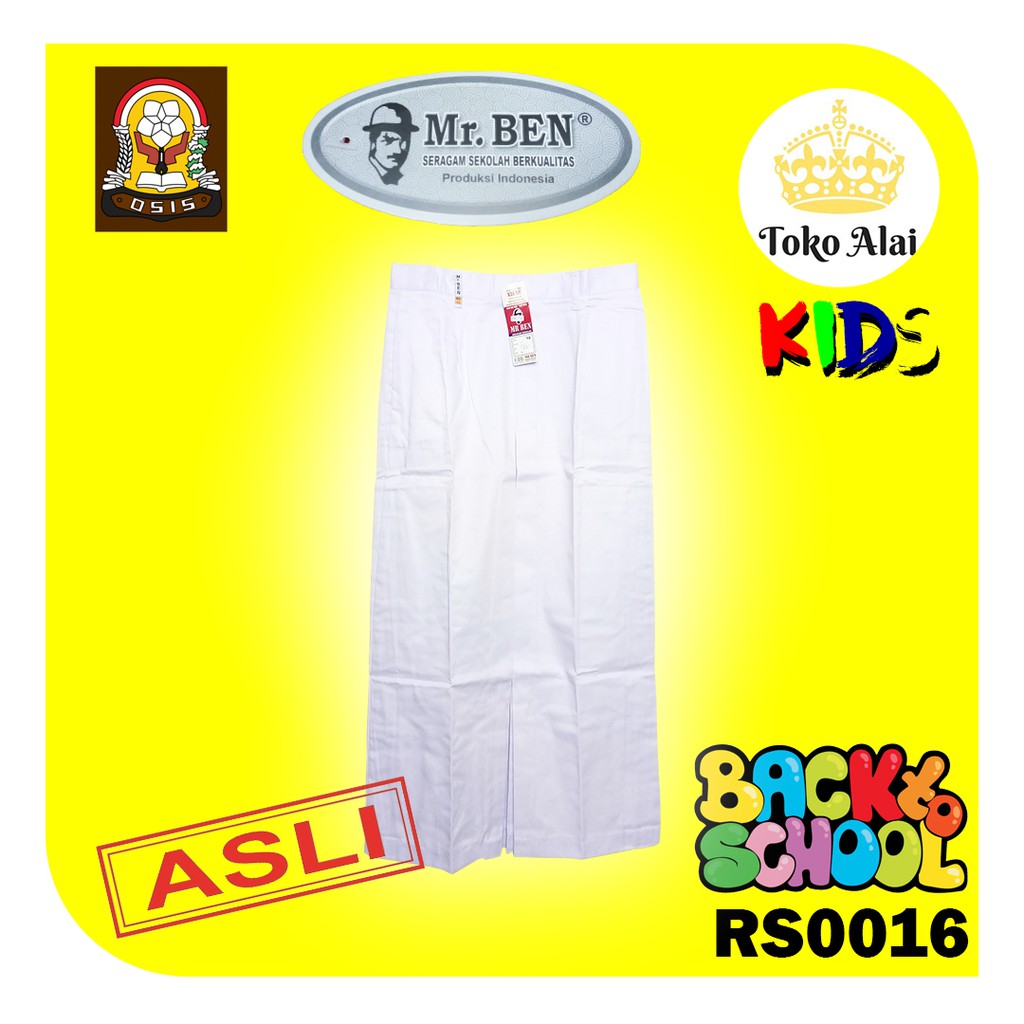 Rok Panjang Span SMP/SMA Putih Lipit 1 - Seragam Sekolah Rok Putih Panjang Mr.Ben RS0016