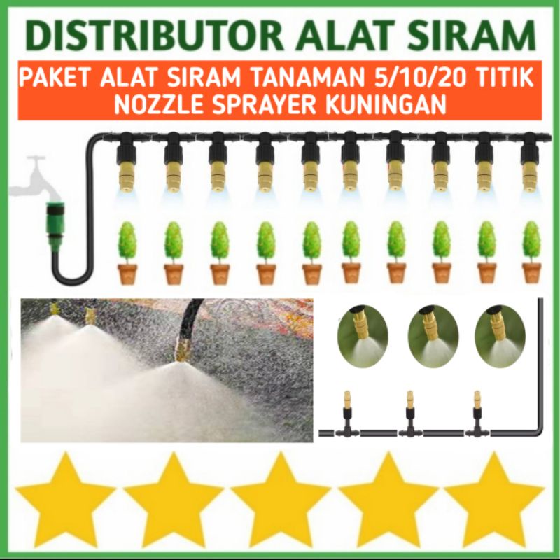 Jual Paket Alat Siram Sprayer Titik Irigasi Misting Mist Nozzle Kuningan Adjustable