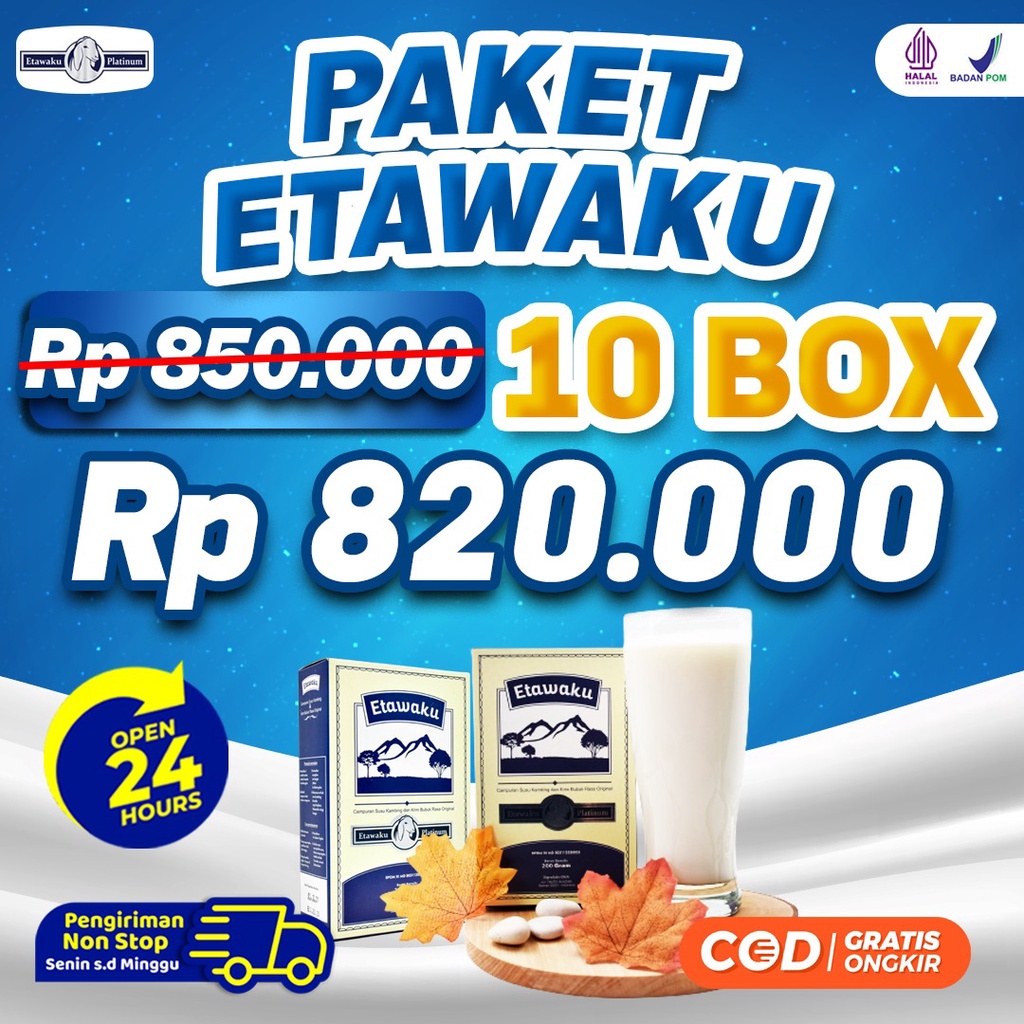 Etawaku Platinum Promo 10 Box - Susu Kambing Etawa Asli Original Provit &amp; Krimer Bubuk Solusi Atasi Masalah Pernapasan / Asma / Kolesterol Tinggi Manfaat Susu Kambing Etawa 20 Manfaat Susu Kambing Etawa