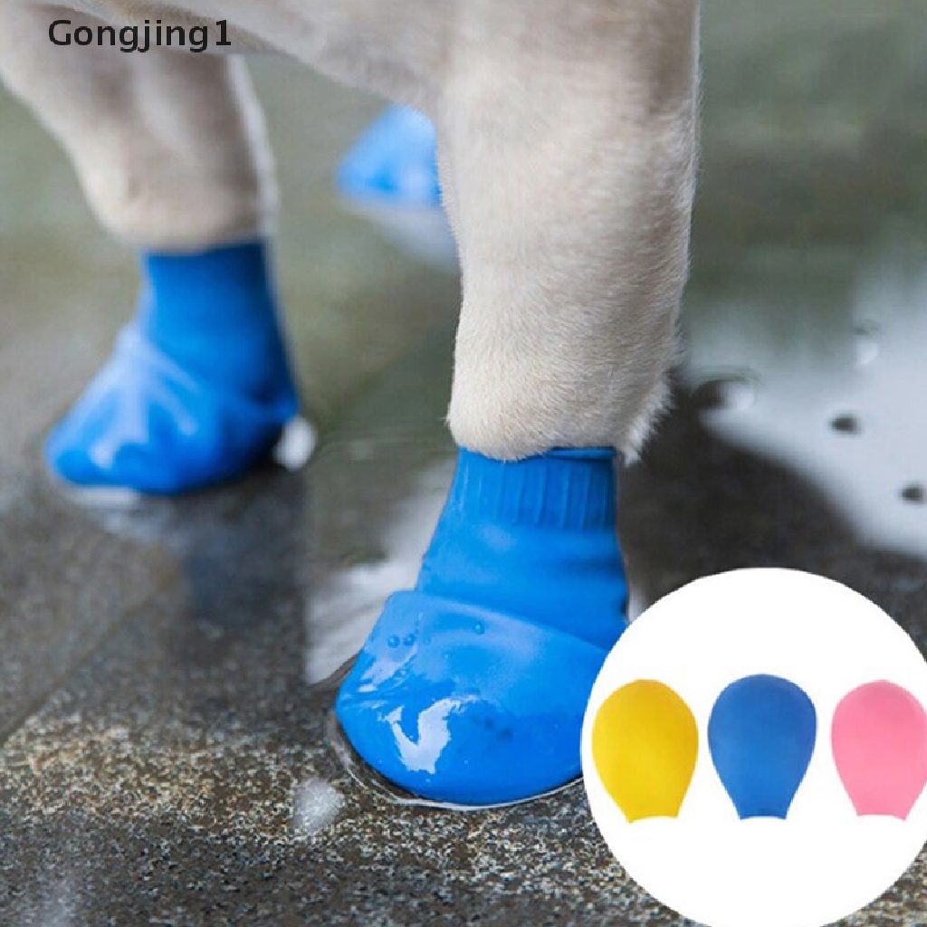 Gongjing1 Sepatu Boots Karet Anti Air Untuk Anjing / Kucing