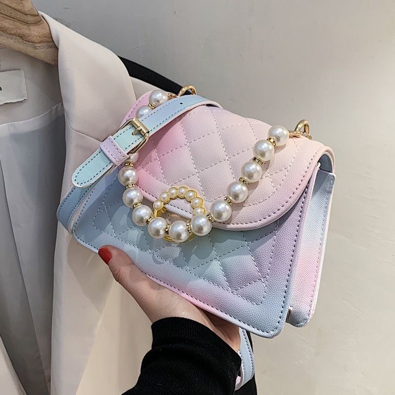 L5198 Tas Wanita Cantik Tali Selempang Mini Slingbag Mewah MF Grosir Import Tas Batam Rainbow Pegang