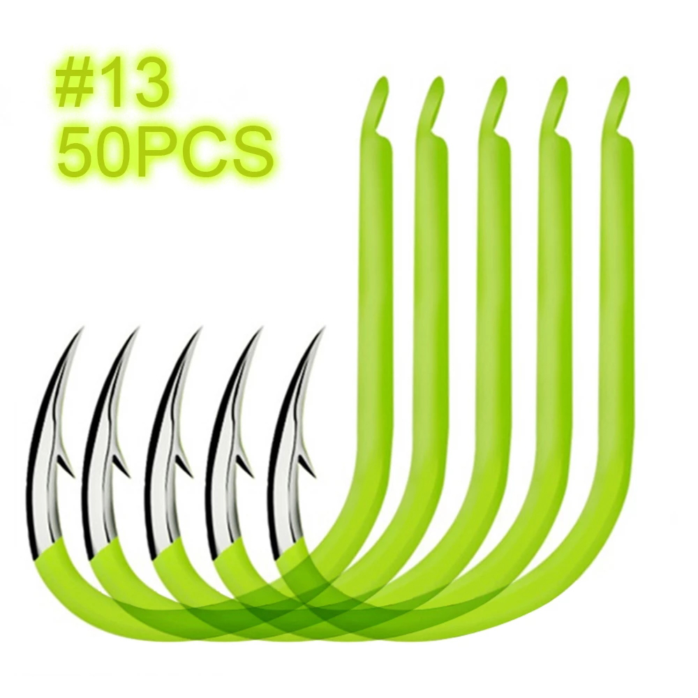 Lanfy 50pcs Kail Pancing Luminous # 8 / # 9 / # 10 Bahan Carbon Steel