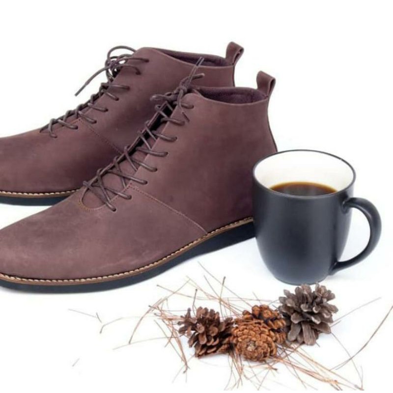 Sepatu boots pria Flavio Boston bahan kulit asli crazy horse kualitas terjamin