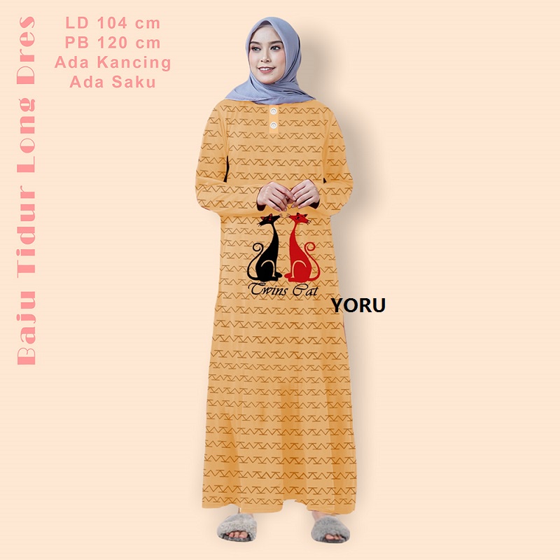 Pamelo Baju Tidur Daster Panjang Wanita Busui Kancing Baju Terusan Long Dress Muslimah Terusan Gamis Baju Tidur Muslim